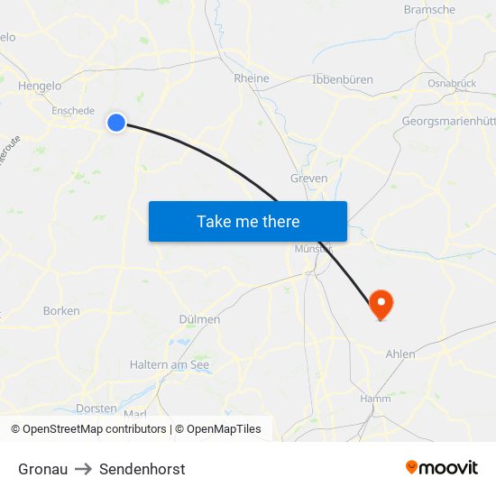 Gronau to Sendenhorst map