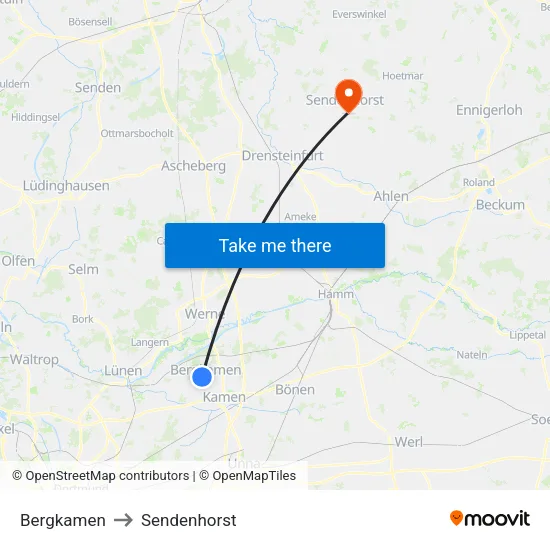 Bergkamen to Sendenhorst map