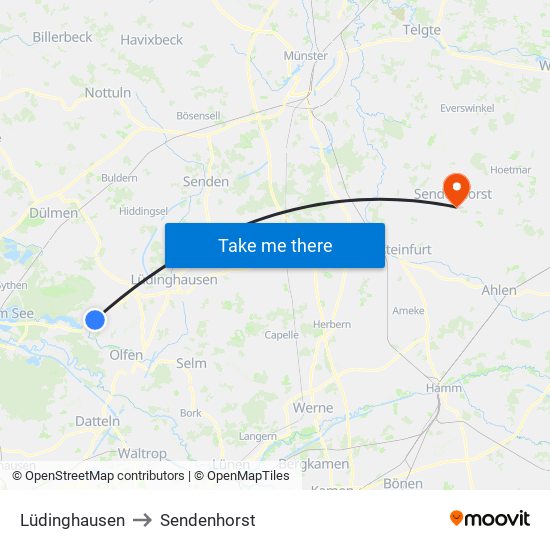 Lüdinghausen to Sendenhorst map