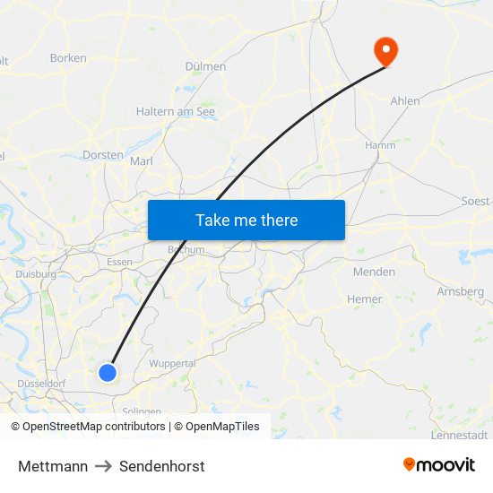 Mettmann to Sendenhorst map