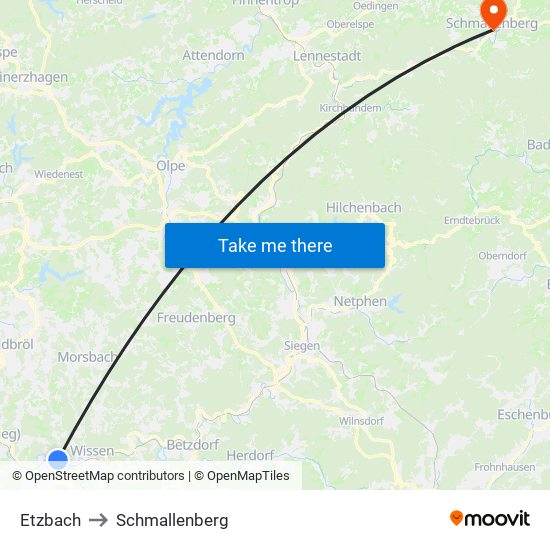 Etzbach to Schmallenberg map