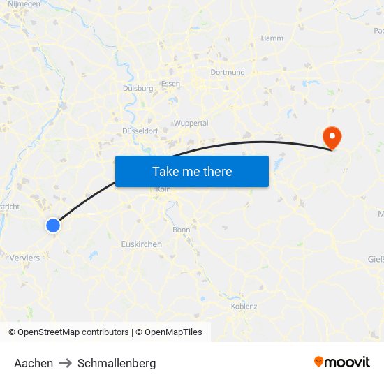 Aachen to Schmallenberg map