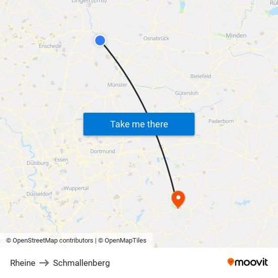 Rheine to Schmallenberg map