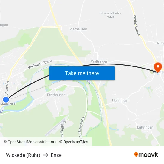 Wickede (Ruhr) to Ense map
