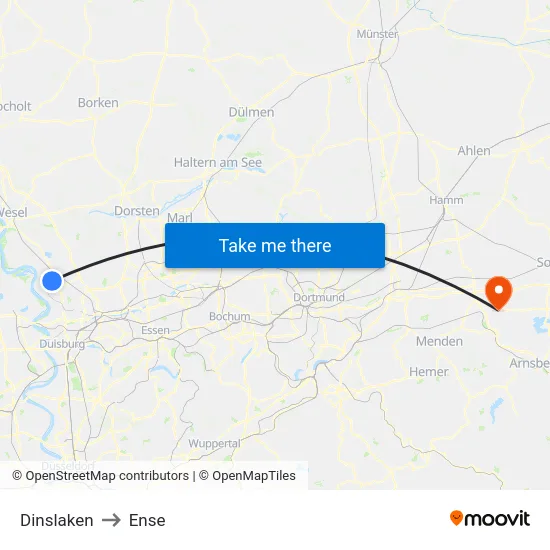 Dinslaken to Ense map