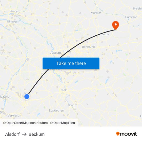 Alsdorf to Beckum map