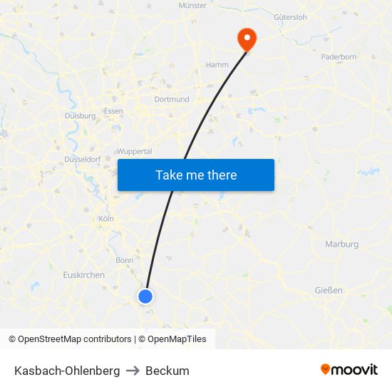 Kasbach-Ohlenberg to Beckum map