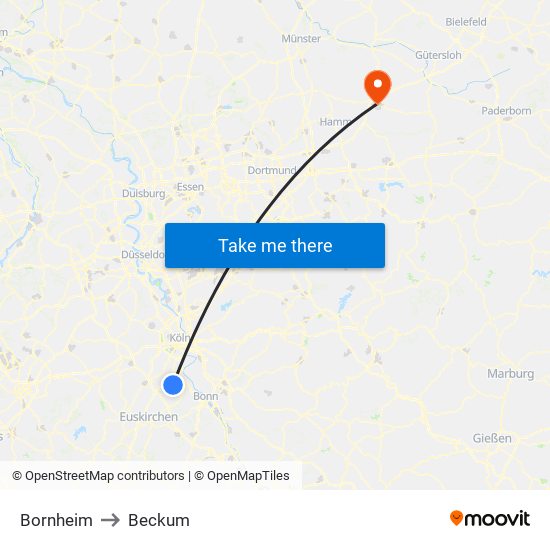 Bornheim to Beckum map