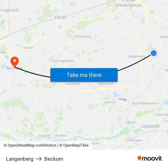 Langenberg to Beckum map