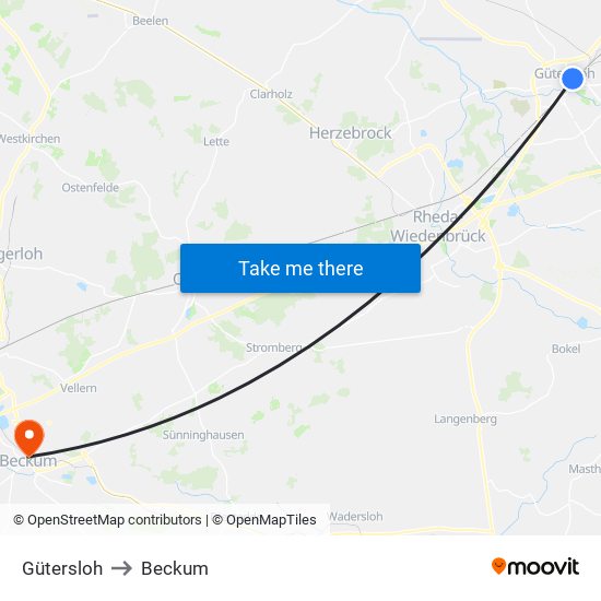 Gütersloh to Beckum map