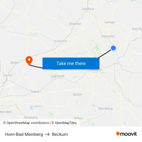 Horn-Bad Meinberg to Beckum map