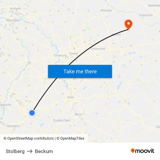 Stolberg to Beckum map