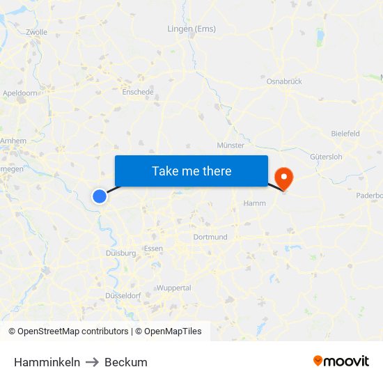 Hamminkeln to Beckum map