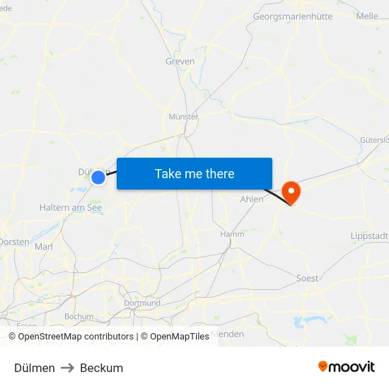 Dülmen to Beckum map