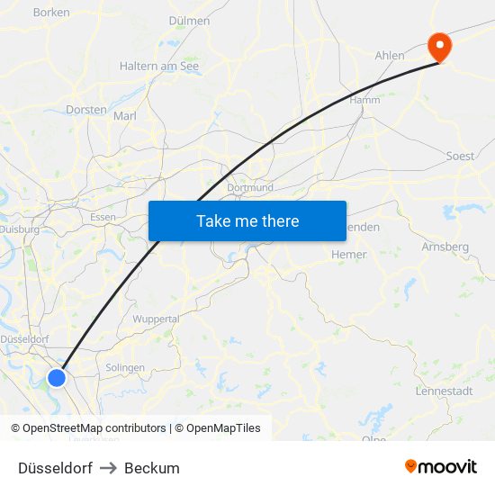 Düsseldorf to Beckum map