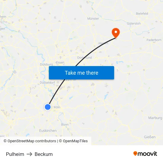 Pulheim to Beckum map