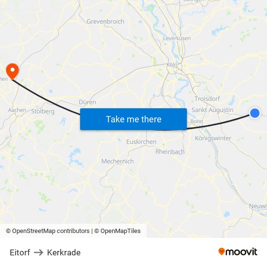 Eitorf to Kerkrade map