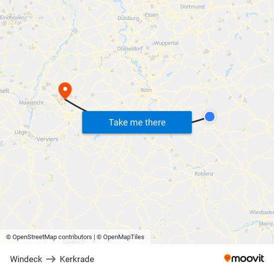 Windeck to Kerkrade map
