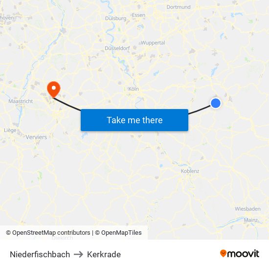 Niederfischbach to Kerkrade map