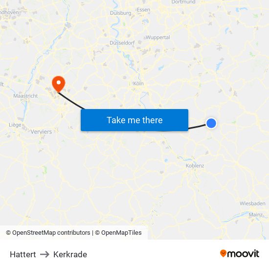 Hattert to Kerkrade map