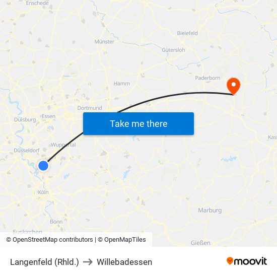 Langenfeld (Rhld.) to Willebadessen map