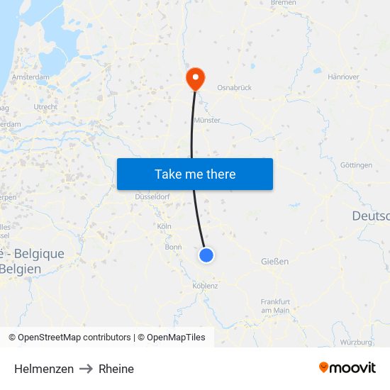 Helmenzen to Rheine map