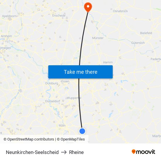 Neunkirchen-Seelscheid to Rheine map