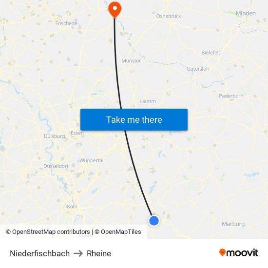 Niederfischbach to Rheine map