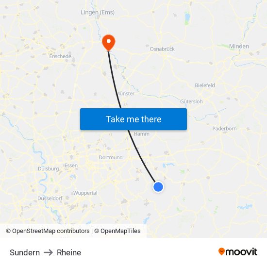 Sundern to Rheine map