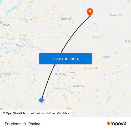 Erkelenz to Rheine map