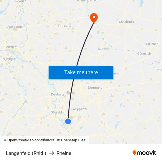 Langenfeld (Rhld.) to Rheine map