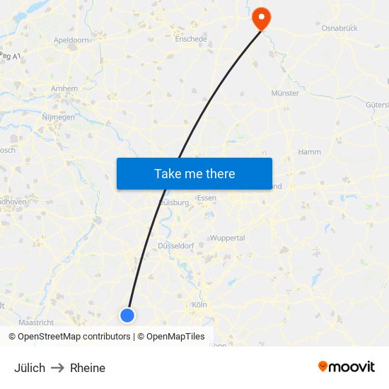 Jülich to Rheine map