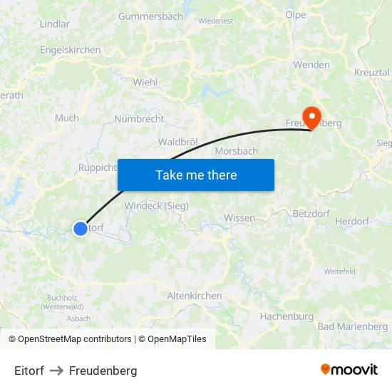 Eitorf to Freudenberg map