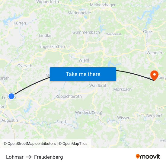 Lohmar to Freudenberg map