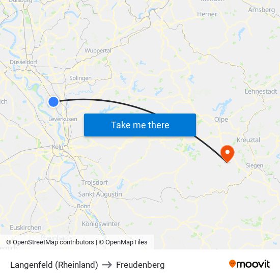 Langenfeld (Rheinland) to Freudenberg map