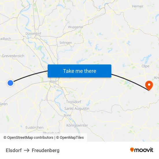 Elsdorf to Freudenberg map