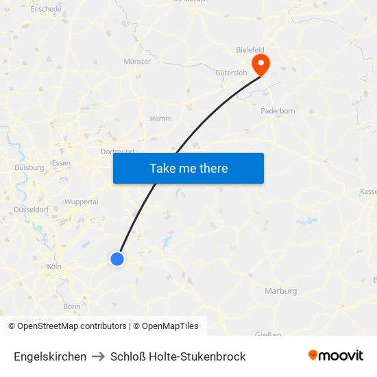 Engelskirchen to Schloß Holte-Stukenbrock map