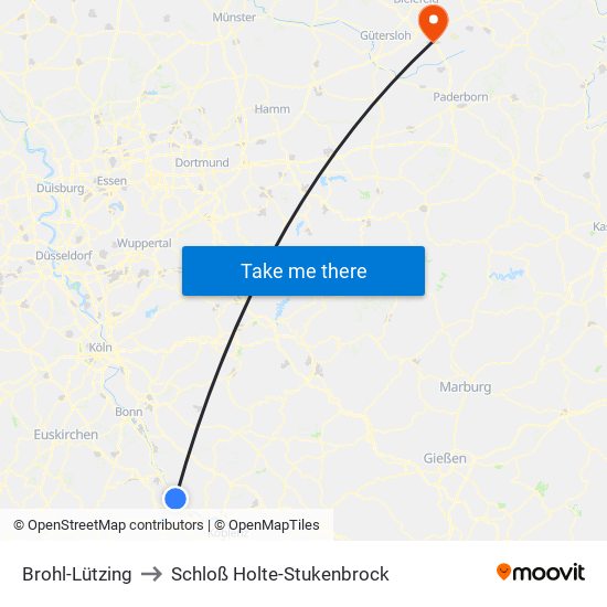 Brohl-Lützing to Schloß Holte-Stukenbrock map