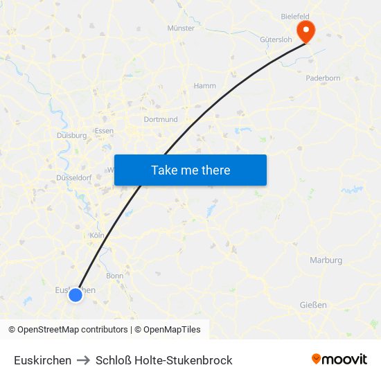 Euskirchen to Schloß Holte-Stukenbrock map