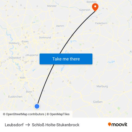 Leubsdorf to Schloß Holte-Stukenbrock map