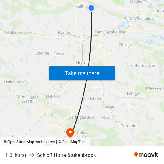 Hüllhorst to Schloß Holte-Stukenbrock map