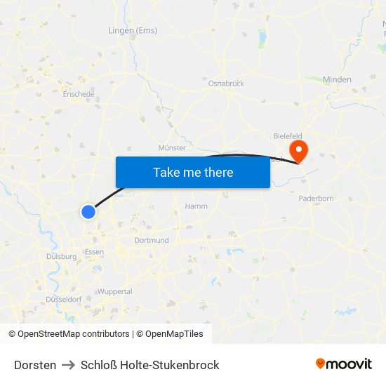 Dorsten to Schloß Holte-Stukenbrock map
