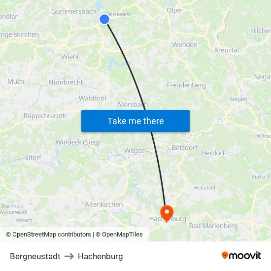 Bergneustadt to Hachenburg map