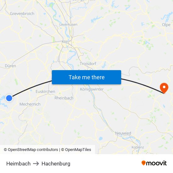 Heimbach to Hachenburg map