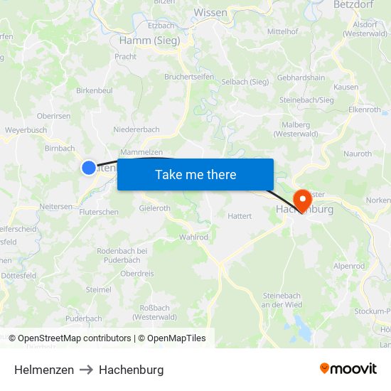 Helmenzen to Hachenburg map