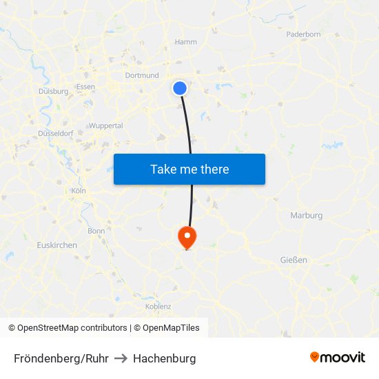 Fröndenberg/Ruhr to Hachenburg map