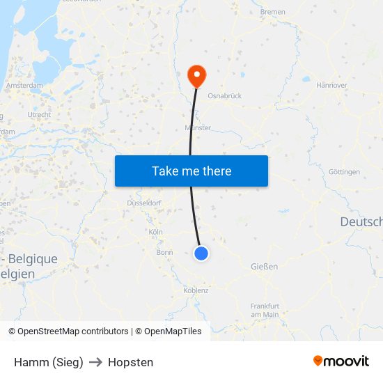 Hamm (Sieg) to Hopsten map