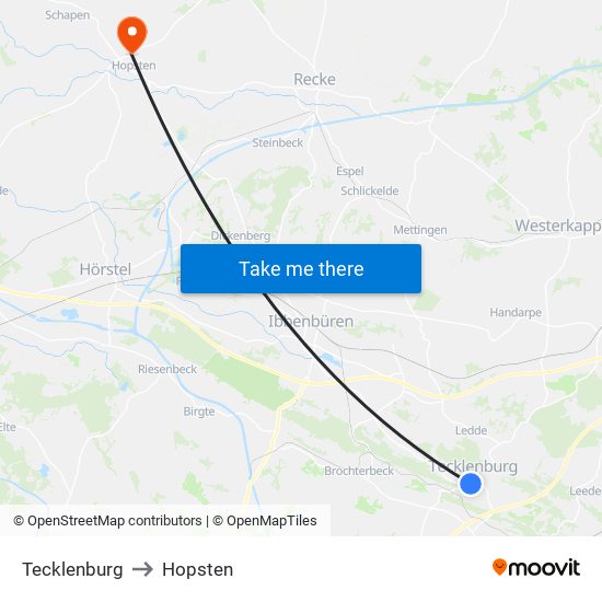 Tecklenburg to Hopsten map