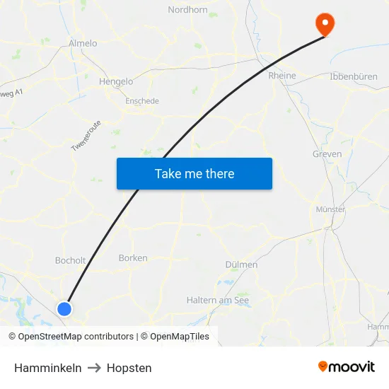 Hamminkeln to Hopsten map
