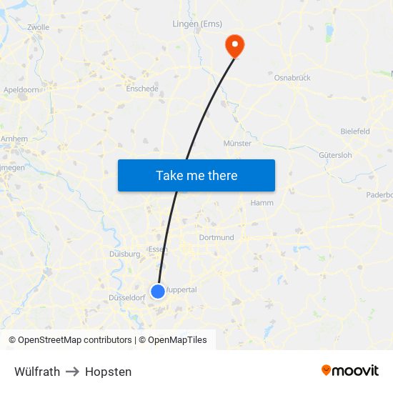 Wülfrath to Hopsten map